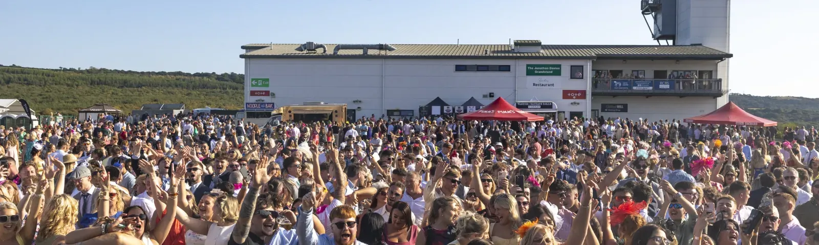The Ffos Las buildings and a large crowd at the racecourse for a big event