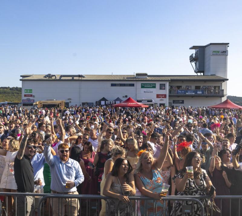 The Ffos Las buildings and a large crowd at the racecourse for a big event