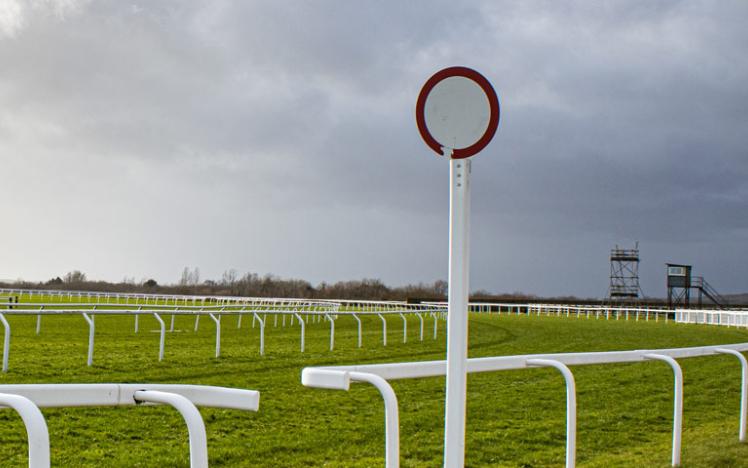 Finishing Post at Ffos Las Racecourse.