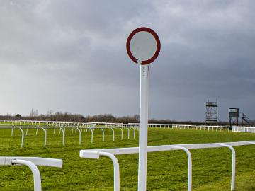 Finishing Post at Ffos Las Racecourse.