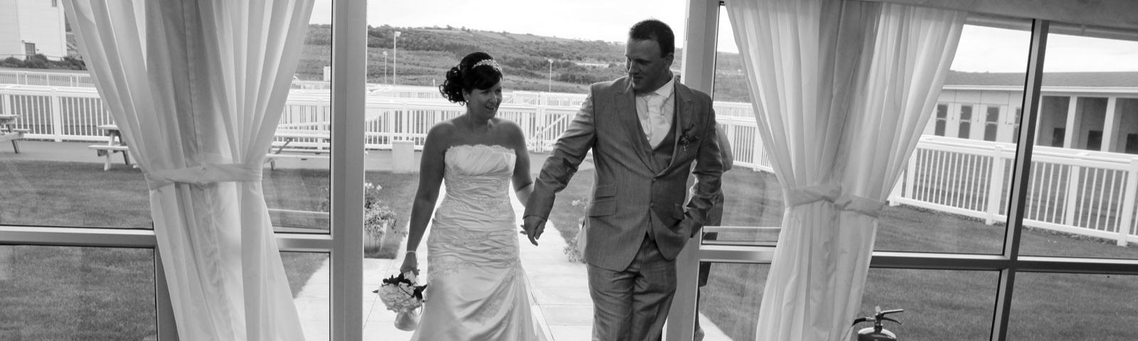 A couple getting married at Ffos Las racecourse