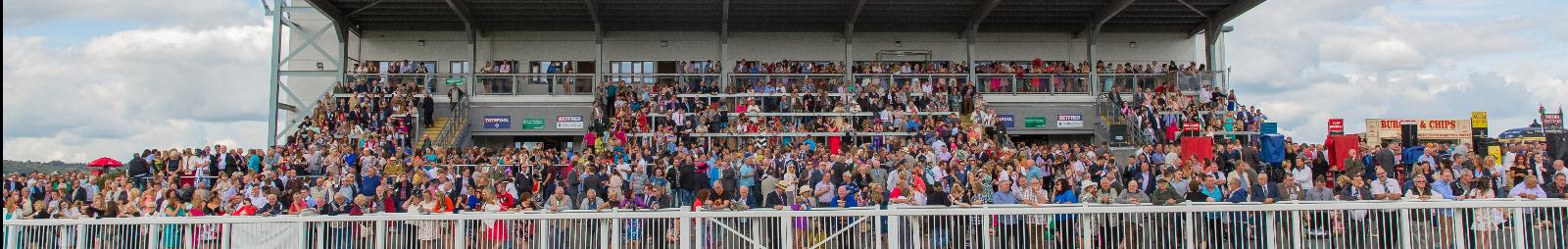 The grandstand at Ffos Las Racecourse.