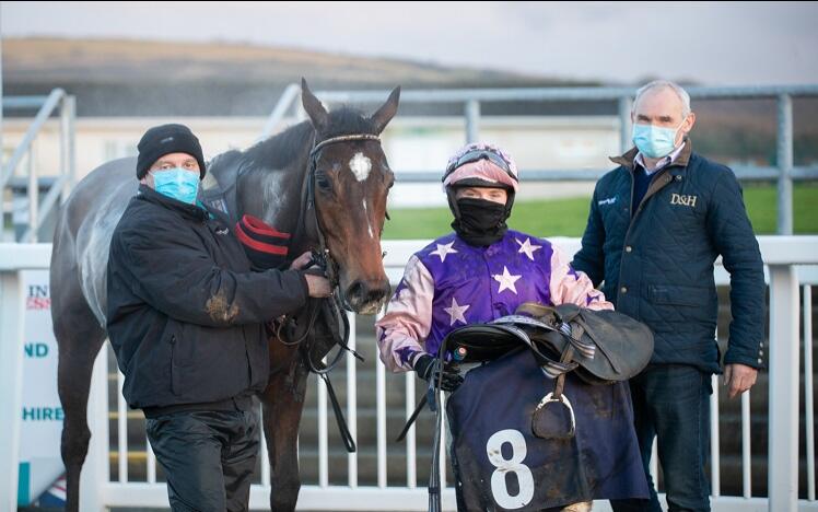 The Wire Flyer with jockey Isabel Williams and trainer John Flint